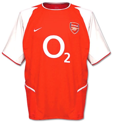 Arsenal 2003-2004 home red and white jersey