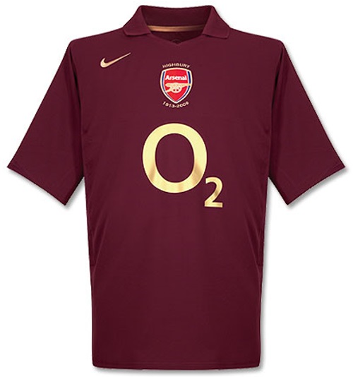 Arsenal 2005-2006 home dark red (burgundy) jersey retro