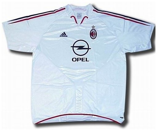 Milan 2004-2005 away white, red and black jersey